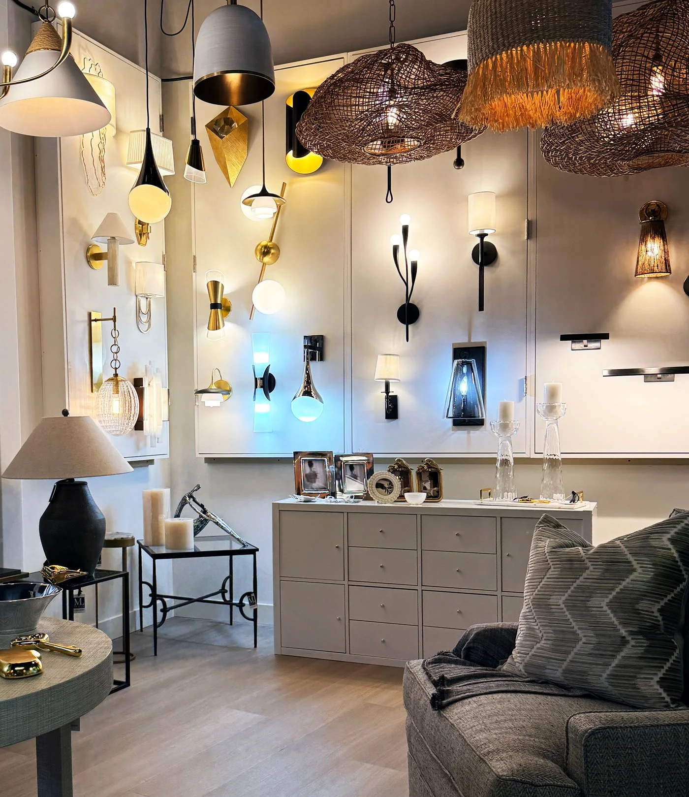 Lighting options at ML Design Gallery in Napa Valley