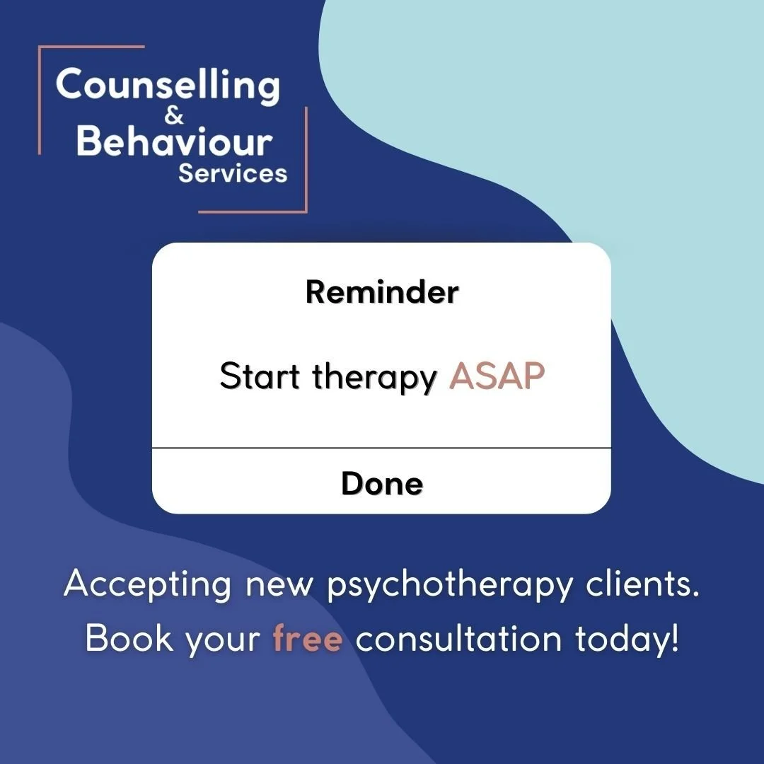 We are accepting new clients at counsellingandbehaviour.com. Book a free consultation today. Our services are covered by most private and group health insurance policies.