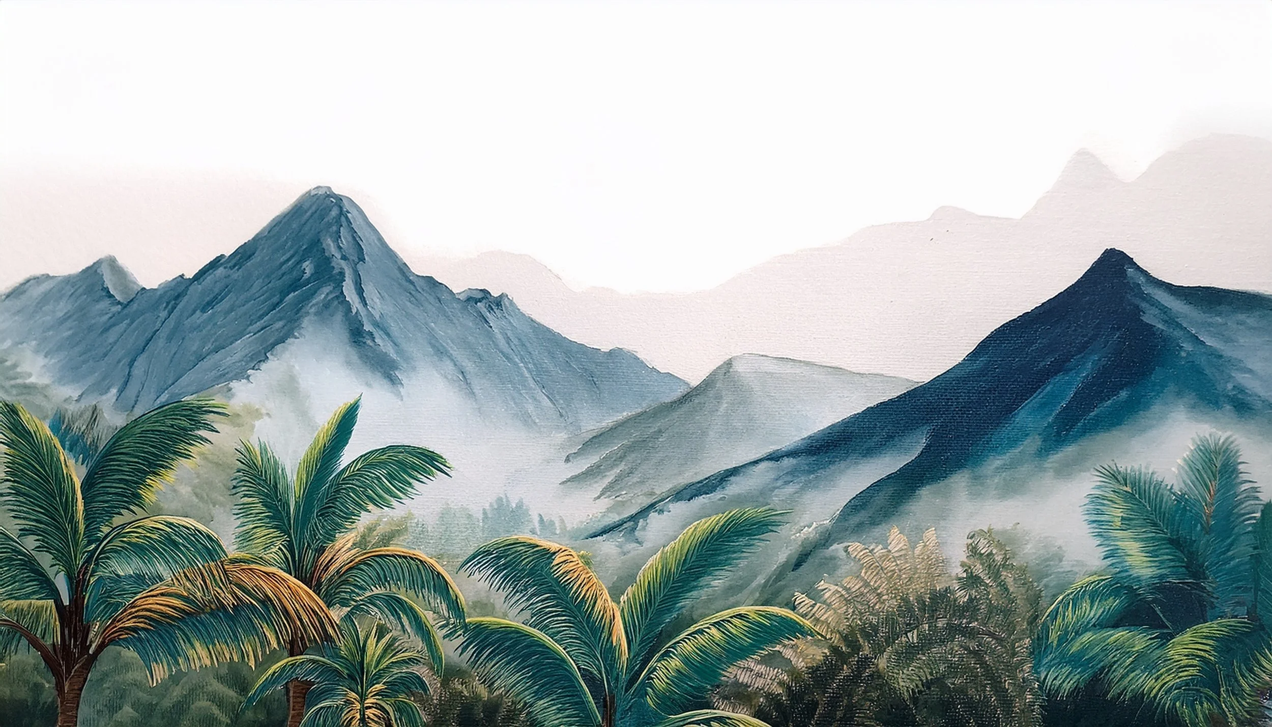 Mountain and Palm Trees