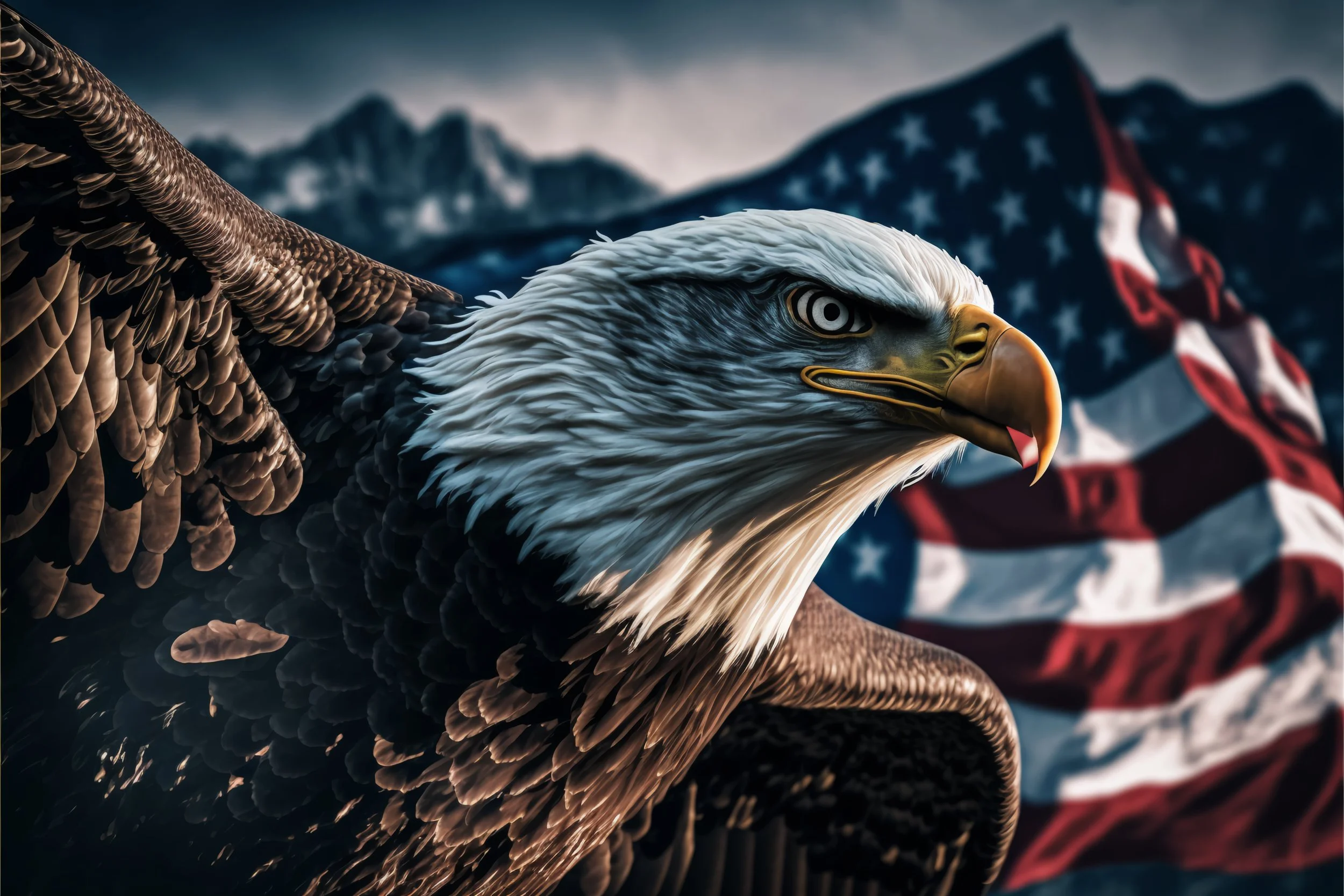 Bald Eagle with American Flag