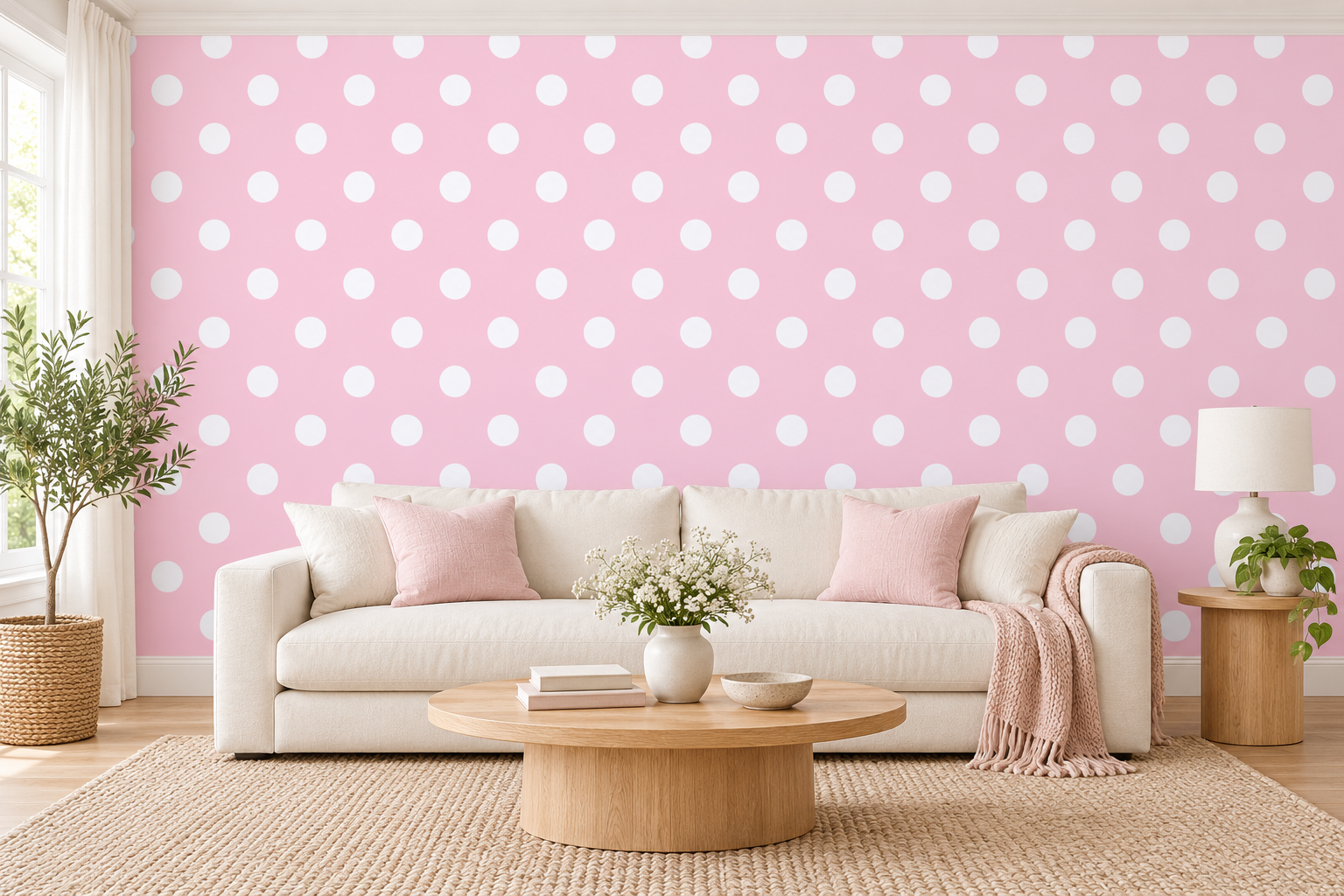 Pale Pink Polka Dot Living Room.png