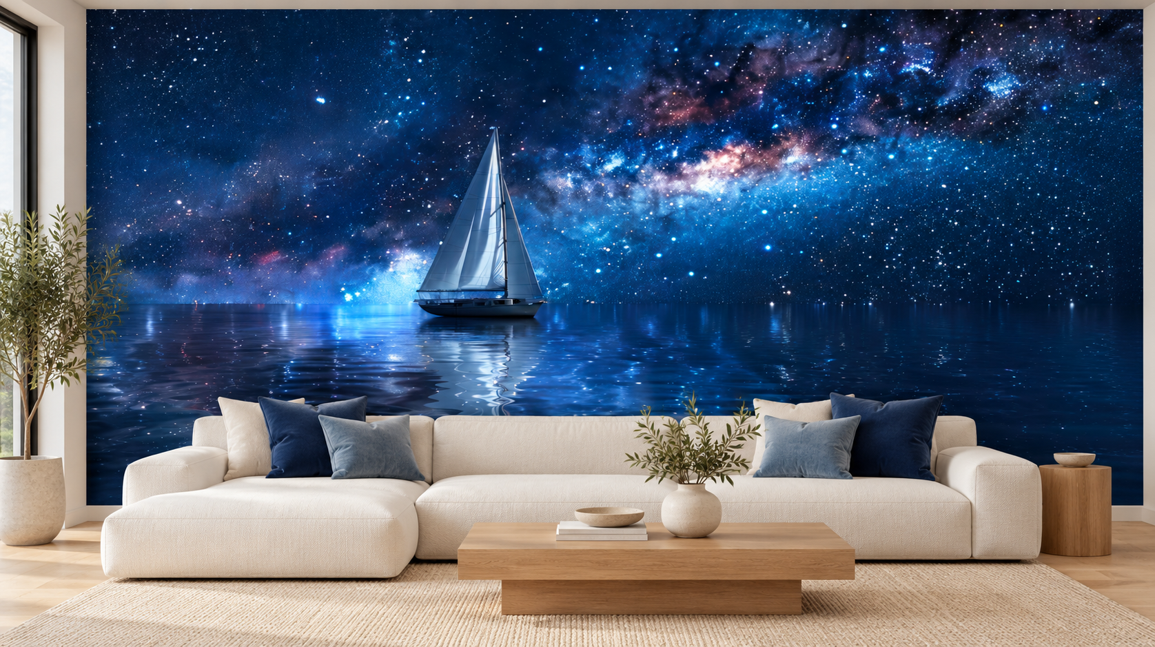 Starry sailboat living room mural.png