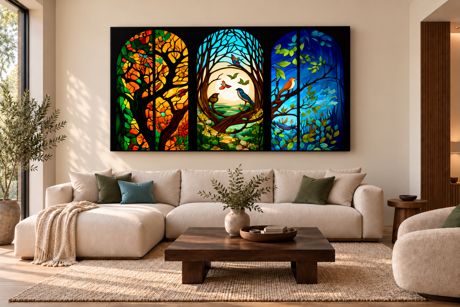 Bird stained-glass canvas above sofa.png