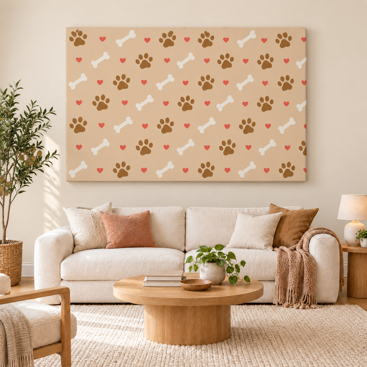 Paw-print canvas above a cozy sofa.png