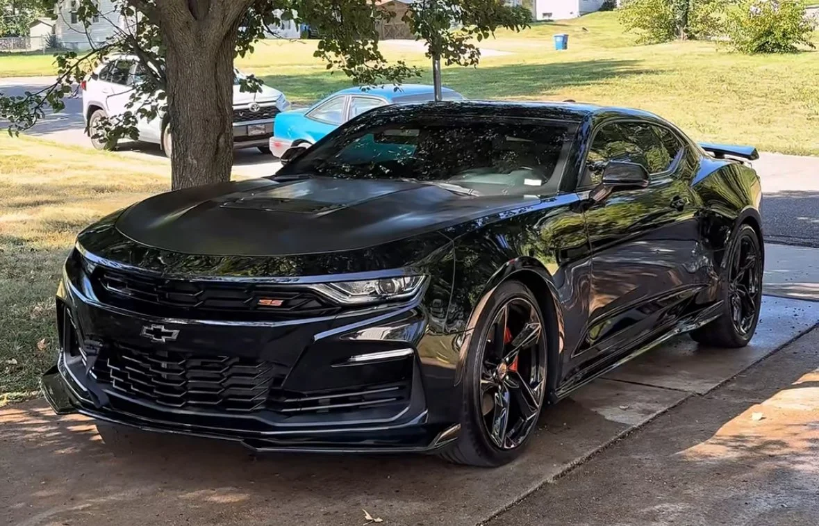 Camaro SS after our 1-year ceramic coating in St. Louis. Enhanced gloss, hydrophobic protection, and professional automotive detailing.