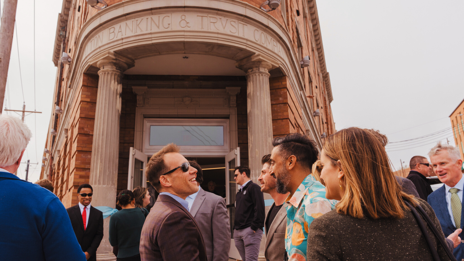 People gathered outside The Wedge in Alton, Illinois