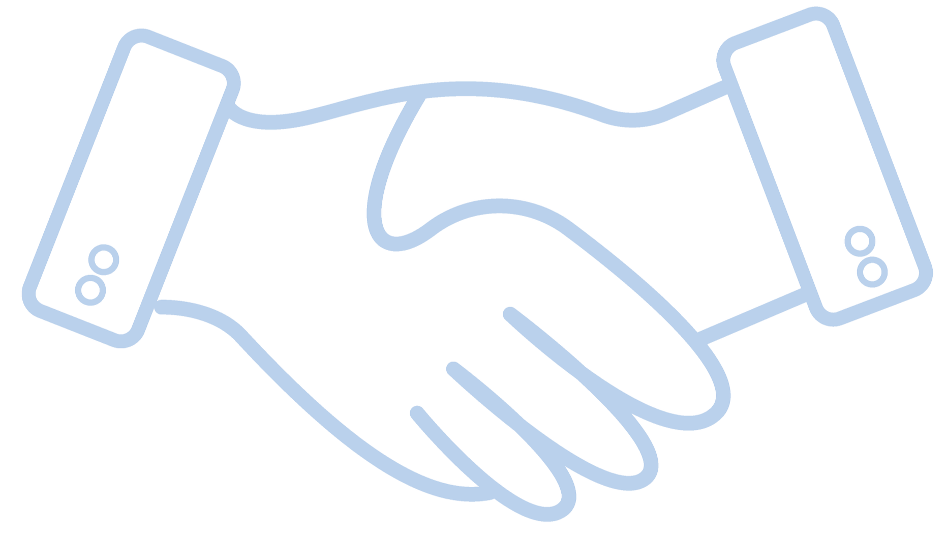 Neon outline of two people shaking hands.