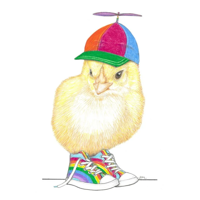 Baby Chick With Propeller Hat And Rainbow Shoes 7/13/2023