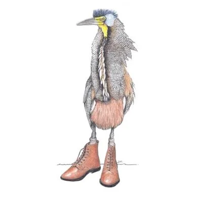 Tiger Heron In Orange Boots