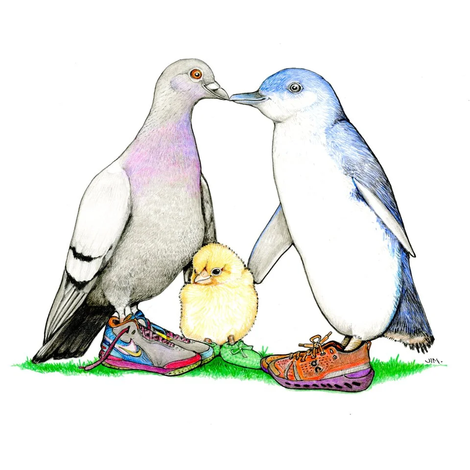 UK Pigeon And Fairy Penguin With New Baby Chick 5/11/2025