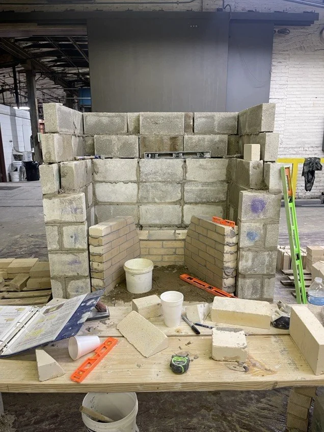 The structure students build in the masonry class