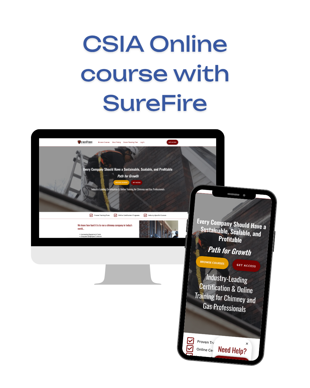 A graphic showing a computer and phone with the SureFire website