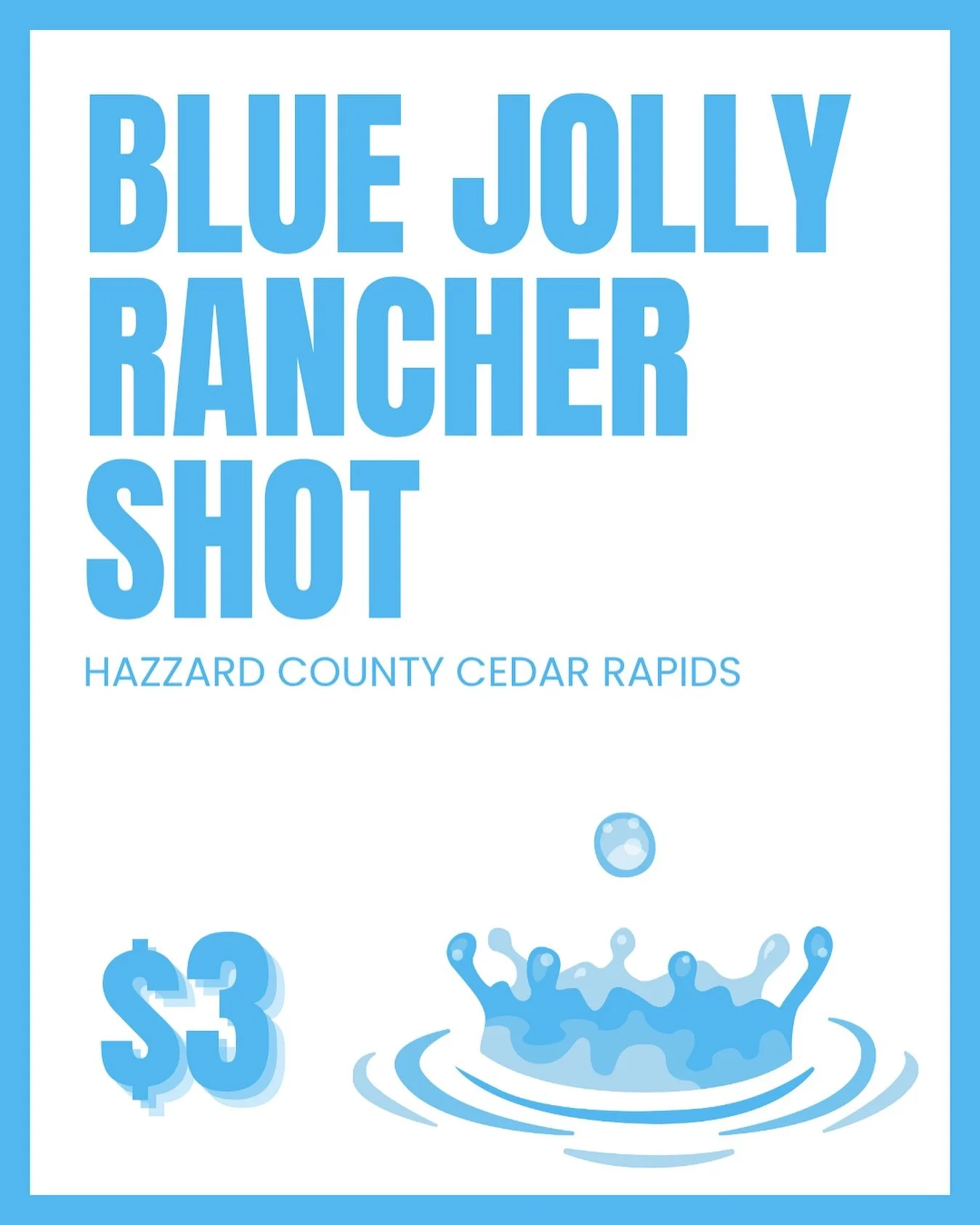 sweet, smooth, and easy on the wallet. grab a $3 blue jolly rancher shot tonight!
-
#drinkdeals #weekend #goingout #hazzardcounty #americansaloon #hazzardcountycedarrapids #downtowncedarrapids #downtowncr