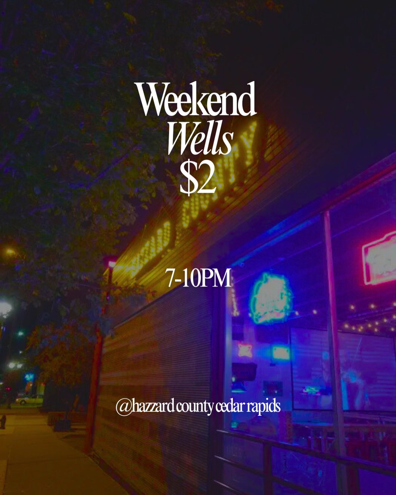 Kick off the weekend with $2 wells from 7&ndash;10PM. Let&rsquo;s get the night started right. 🍻

#drinkdeals #weekend #goingout #hazzardcounty #americansaloon #tgif #hazzardcountycedarrapids #downtowncedarrapids #downtowncr