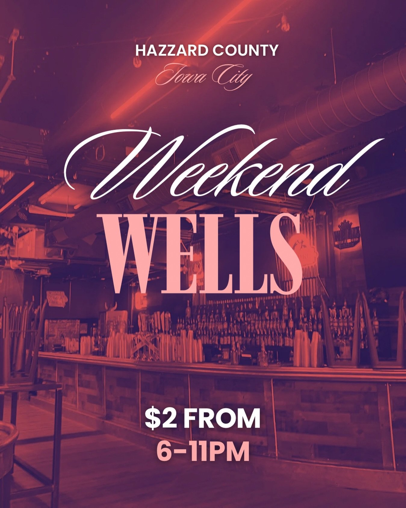IC, your weekend warm-up is served: $2 wells all night long.

#weekendwells #drinkdeals #weekend #goingout #hazzardcounty #americansaloon #hazzardcountyiowacity #downtowniowacity #uiowabars #iowacitybar