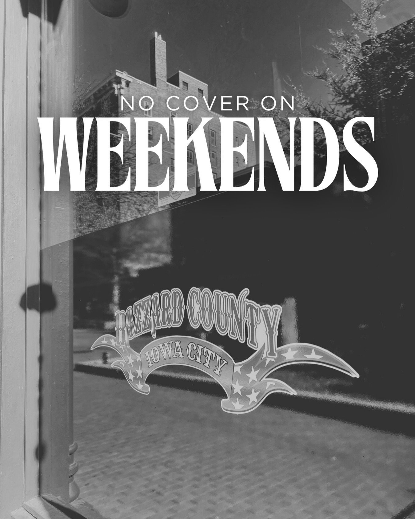 Weekends are officially cover-free 🤠 let&rsquo;s get after it IC! 

#drinkdeals #goingout #weekend #hazzardcounty #americansaloon #hazzardcountyiowacity #downtowniowacity #uiowabars #iowacitybars