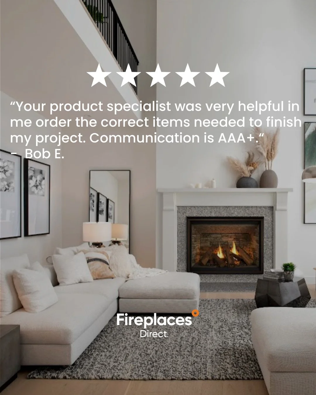 Nothing beats a 5-star review from a happy homeowner.⁠
From cozy nights to everyday comfort, our fireplaces are built to make your space feel like home.⁠
-⁠
#FireplacesDirect #ElectricFireplace #GasFireplace #HomeComfort #CozyHome #InteriorInspo #Hom