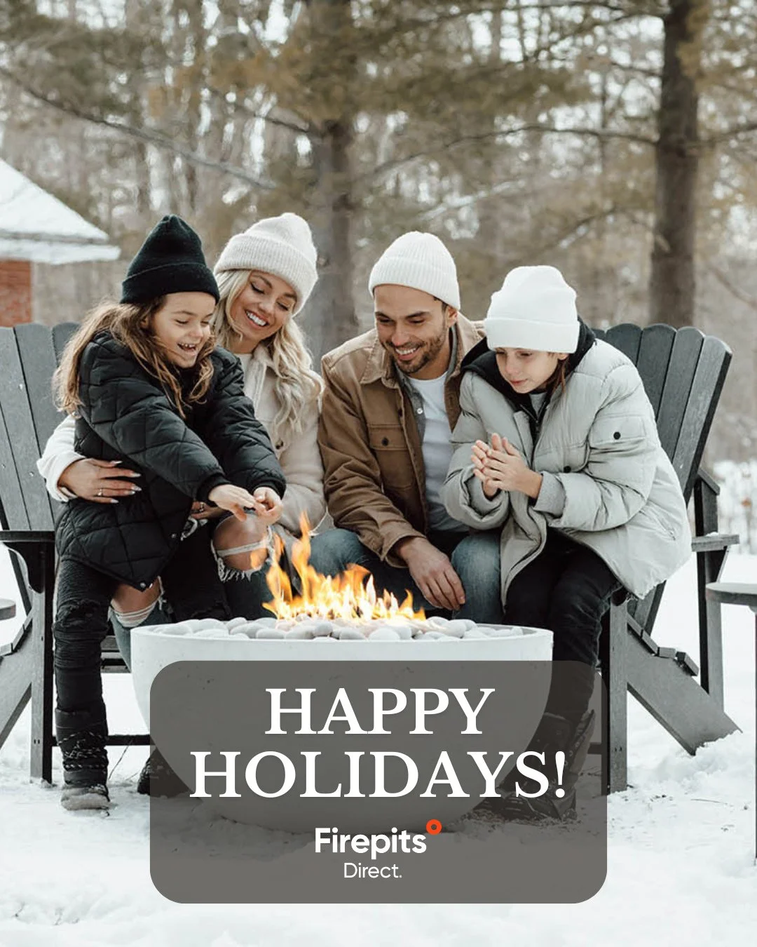 Here&rsquo;s to glowing nights, warm gatherings, and making memories outside all season long. 🔥❄️⁠
Happy holidays from Fire Pits Direct &mdash; stay warm out there! ✨