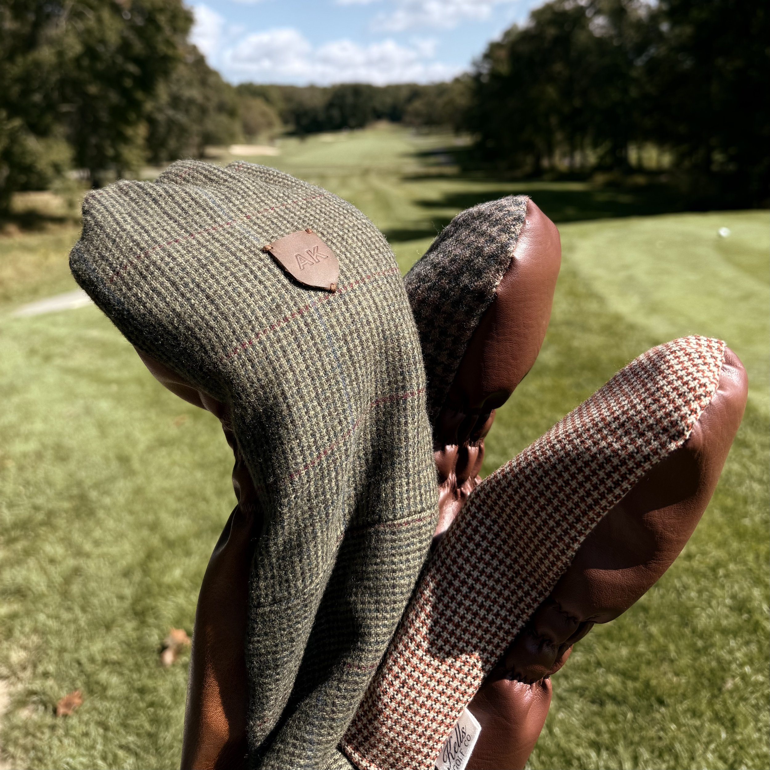 Handcrafted vintage wool golf headcover by Kells Golf Co.