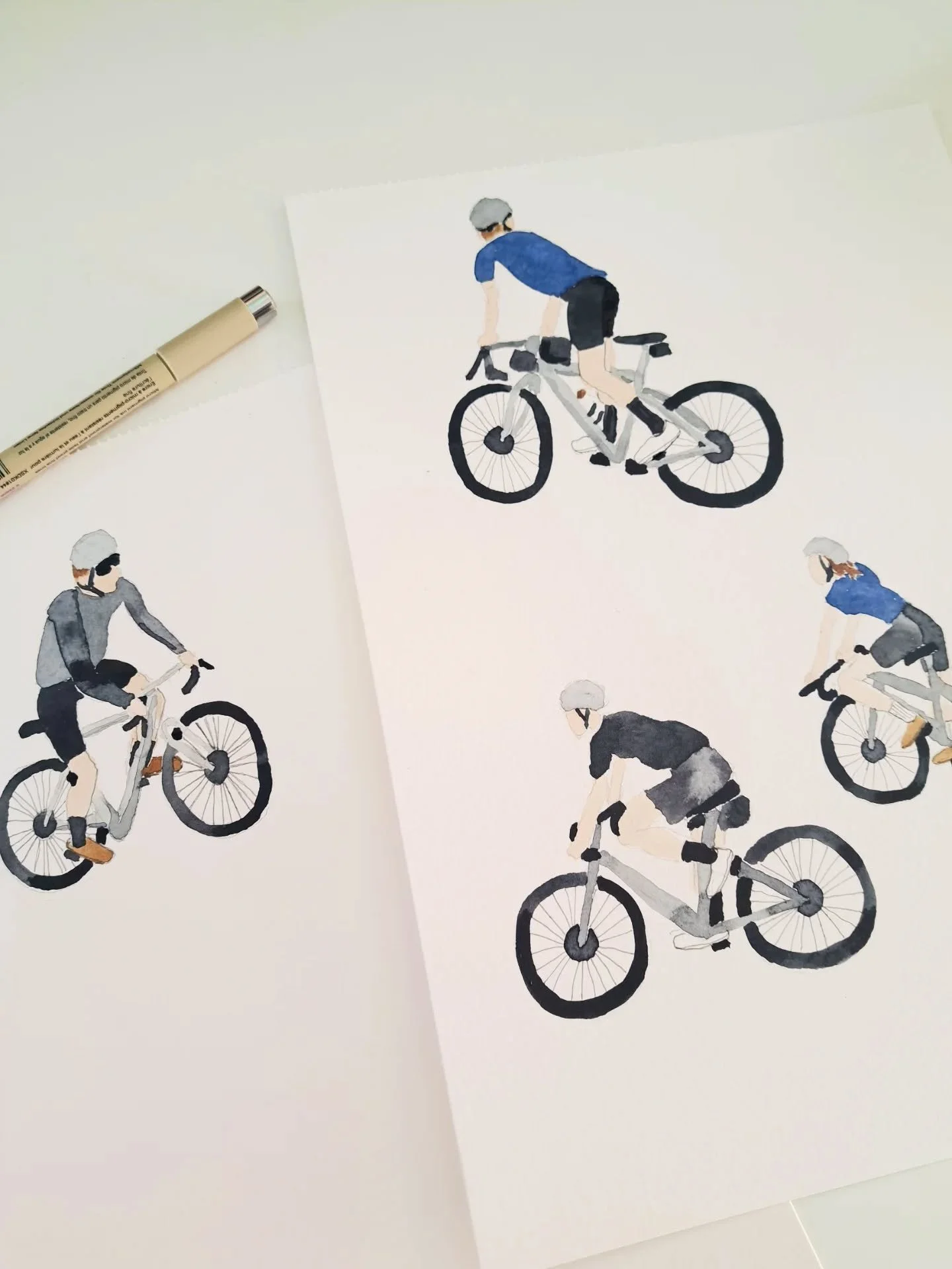 Some cyclists I painted for some new cycling prints of Mallorca. 

I love those mornings where I can just create and paint with watercolor and gouache. They are very rare though. 😅

#watercolorart #cyclingmallorca #cyclist #handpainted #cyclingclub