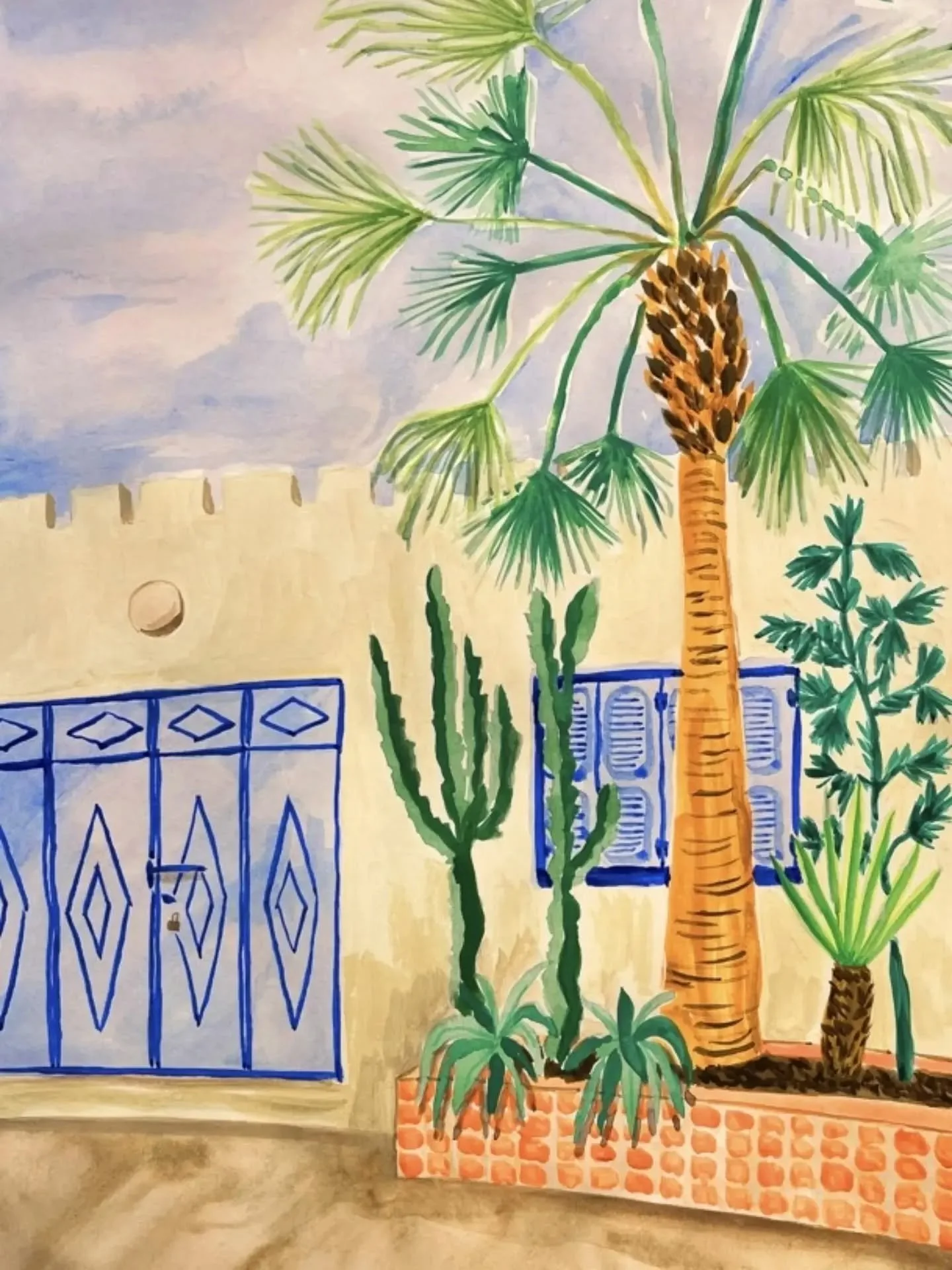 Illustration vs Original 

"Morrocan Street" is inspired by a little house I coincidentally found close to the coast of Taghazout in Morocco. 

Sometimes I adjust the colors a little bit because I wanted the illustration to match the colors