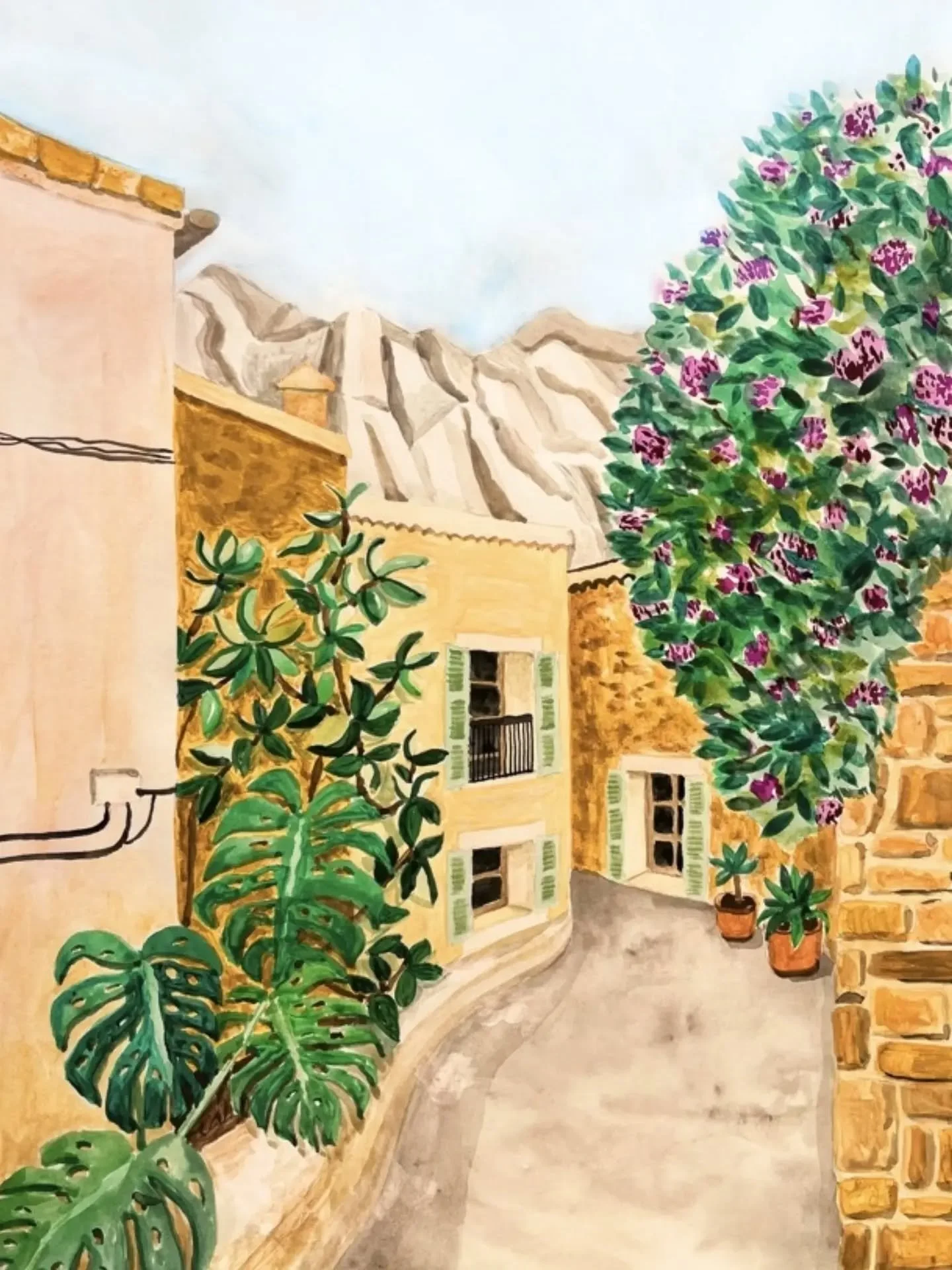 Illustration vs Original

My illustration of Fornalutx is inspired by a walk through one of Mallorca's most picturesque villages. I come here very often in spring and fall, as it has some nice views and lots of inspiration. And there's great pizza, t