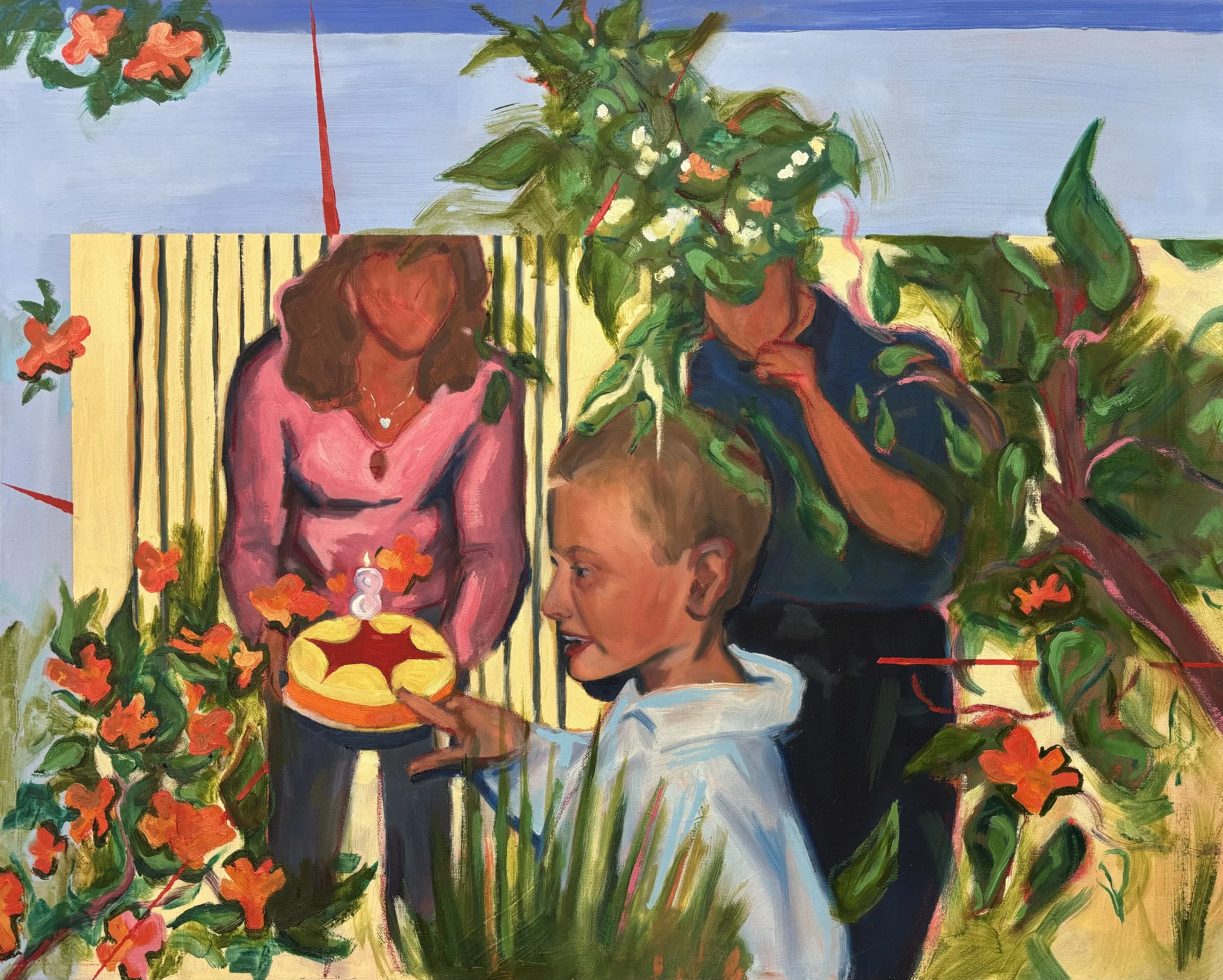 8 (baby blue), 2025, oil and pastel on canvas, 61 x 76cm