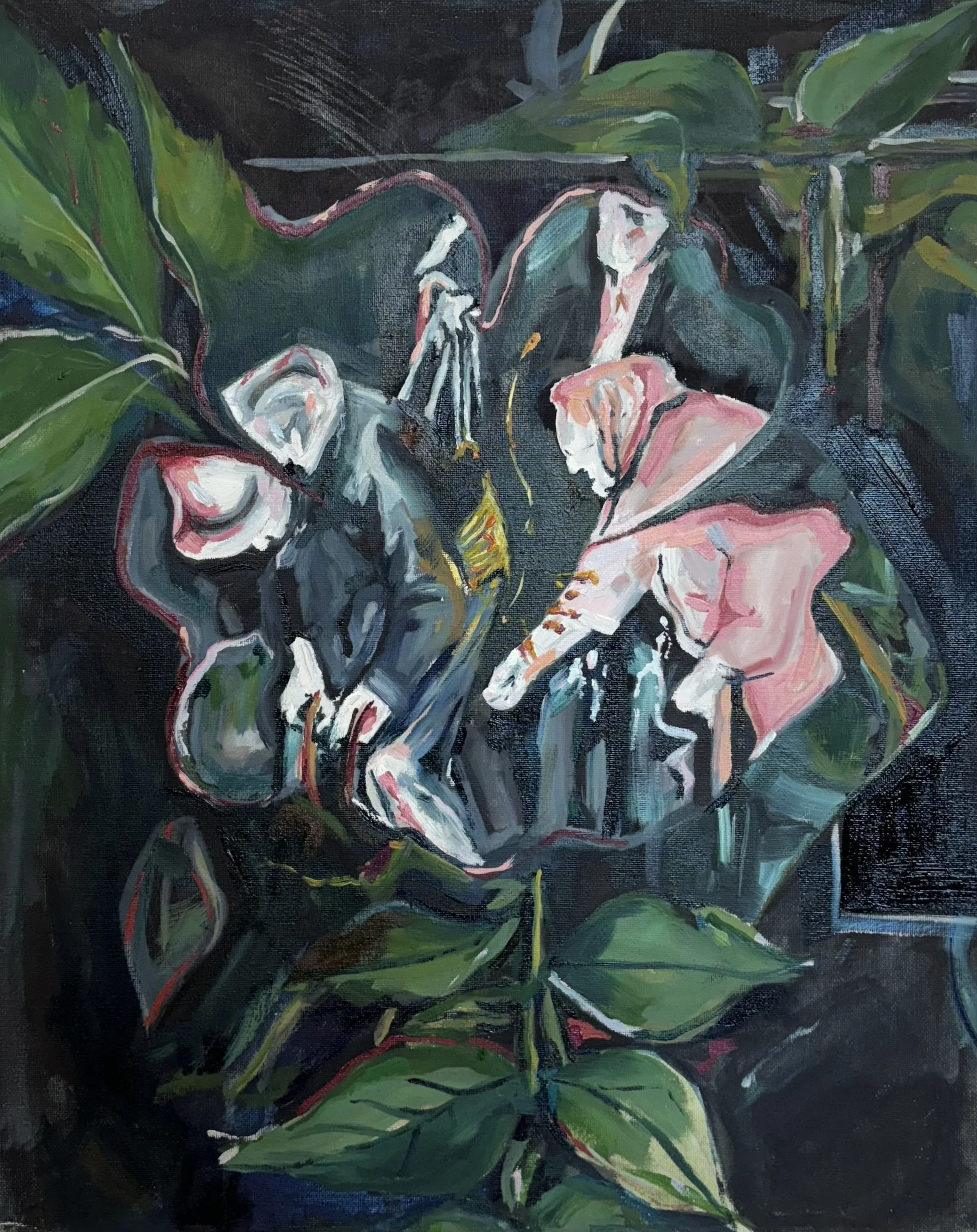 Time to Put the Old Horse Down, 2023, oil on canvas board, 50x40cm