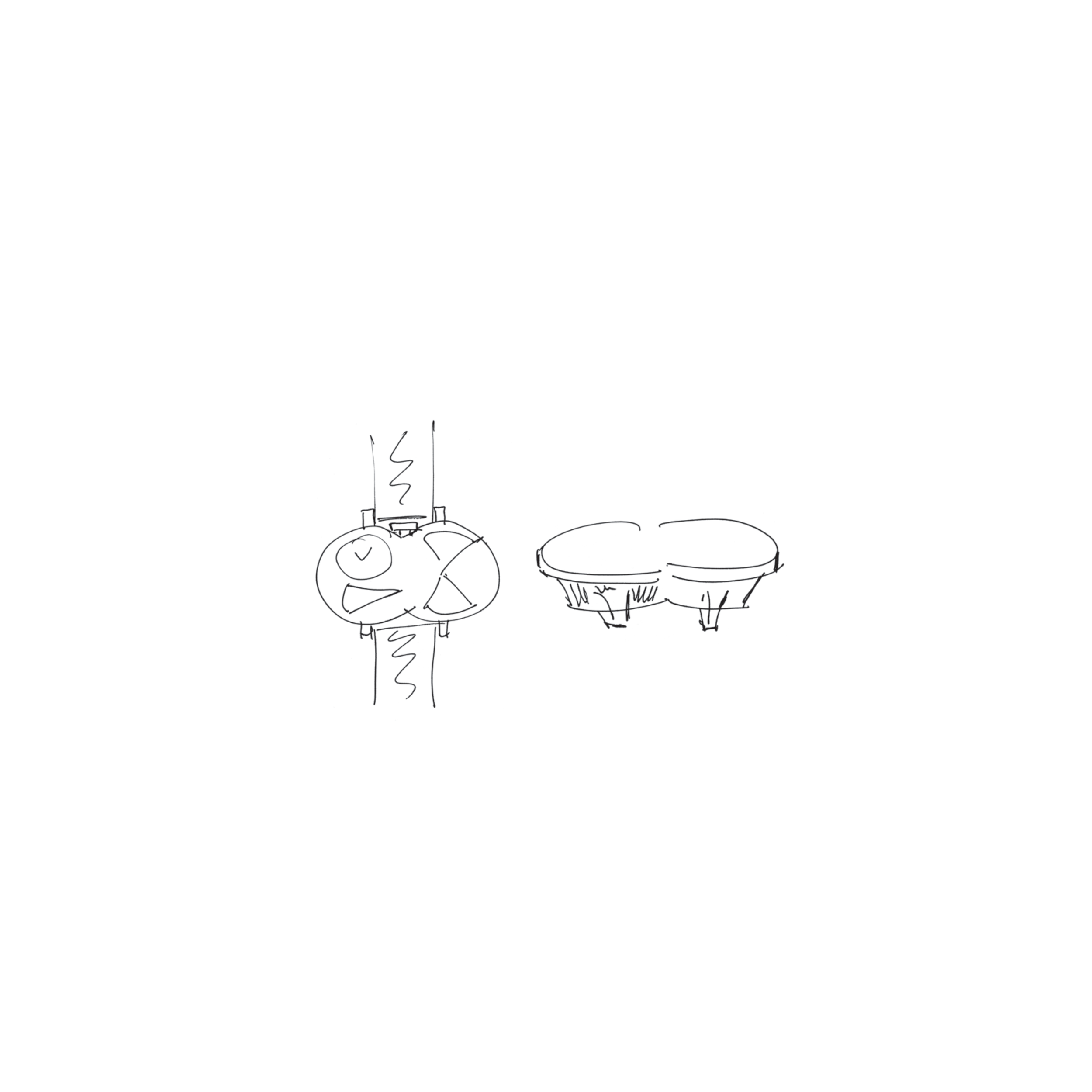an early sketch of an MB&F movement and components - pen on paper