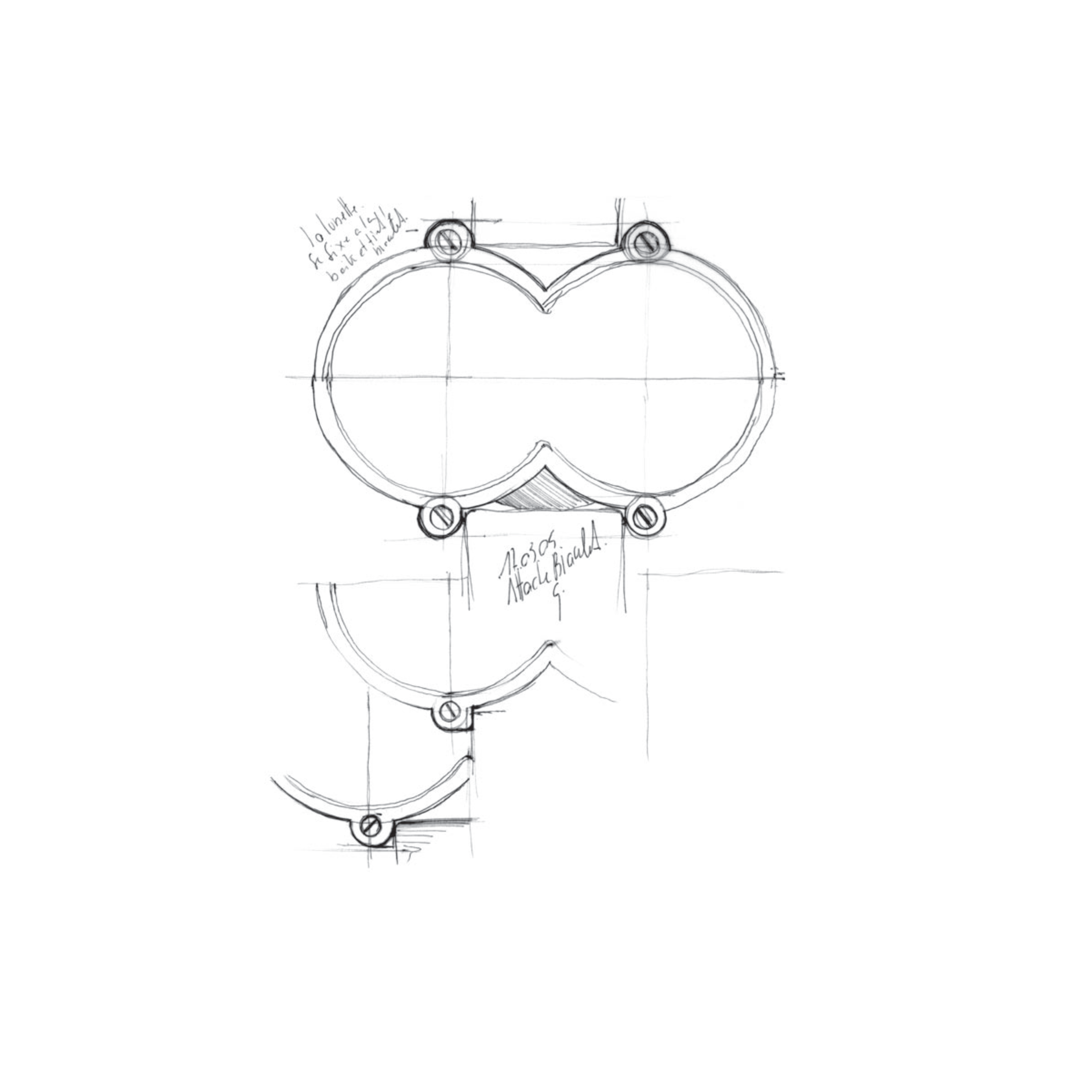 an early sketch of an MB&F movement and components - pen on paper