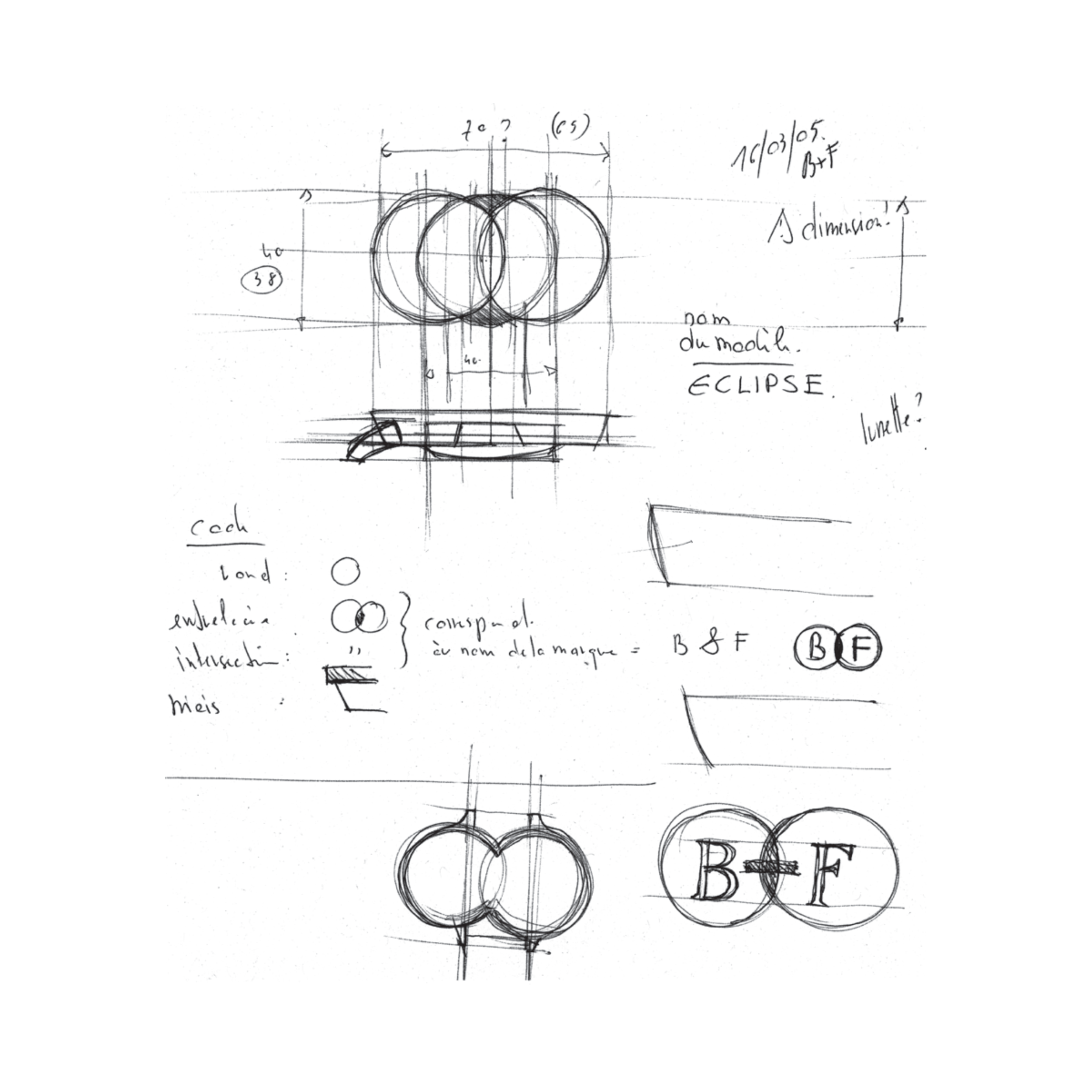 an early sketch of an MB&F movement and components - pen on paper