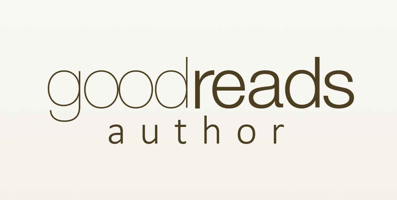 Text reading 'goodreads author' on a beige background.