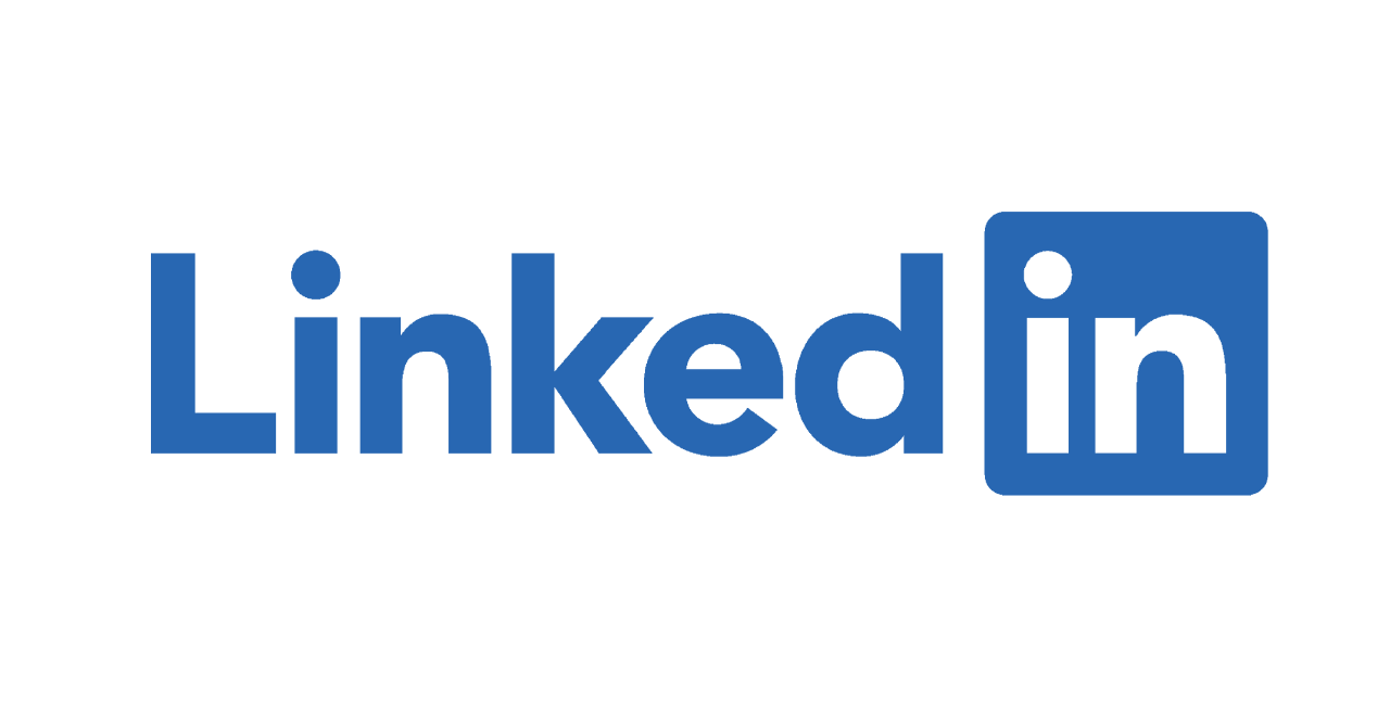 LinkedIn logo with blue text and icon on a white background.