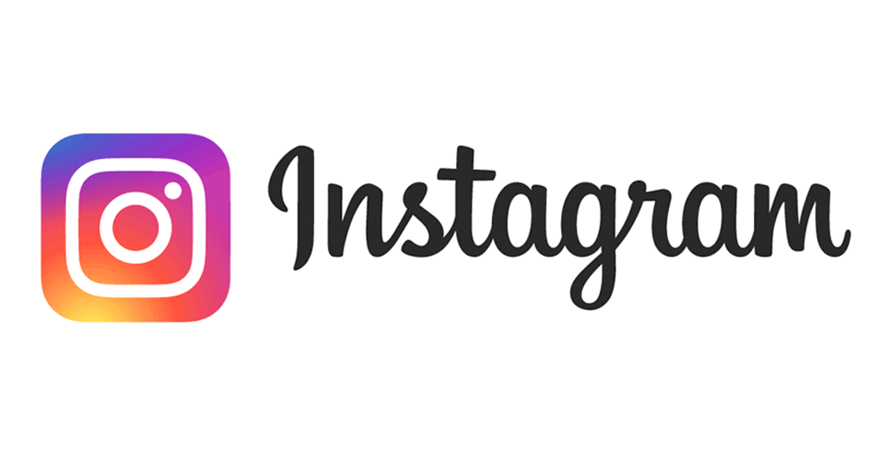 Instagram logo with colorful camera icon next to the word "Instagram" in black cursive font on a white background.