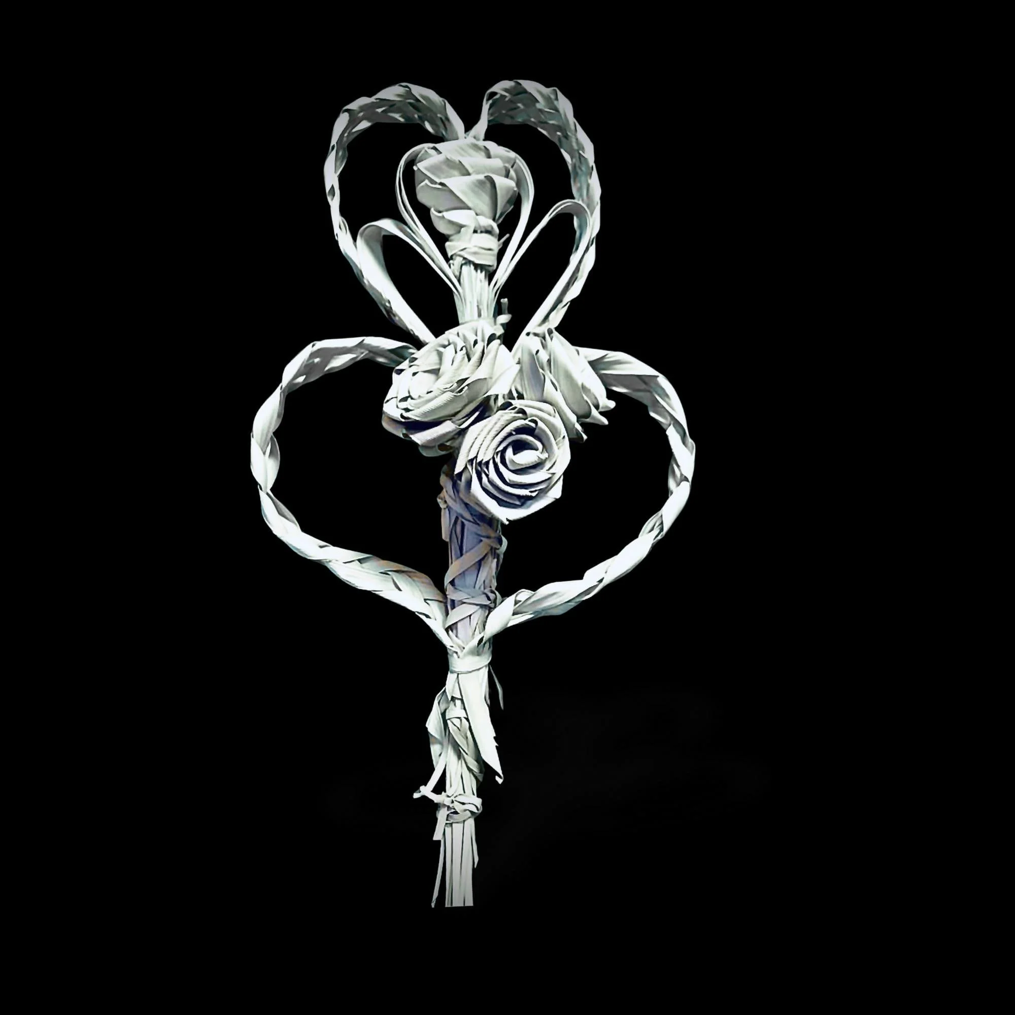 Two-layer braided palm heart design with roses custom made