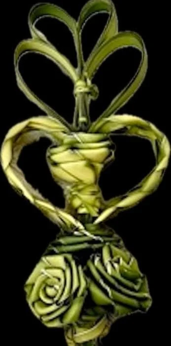 Handmade palm rose and heart arrangement rustic Southern décor
