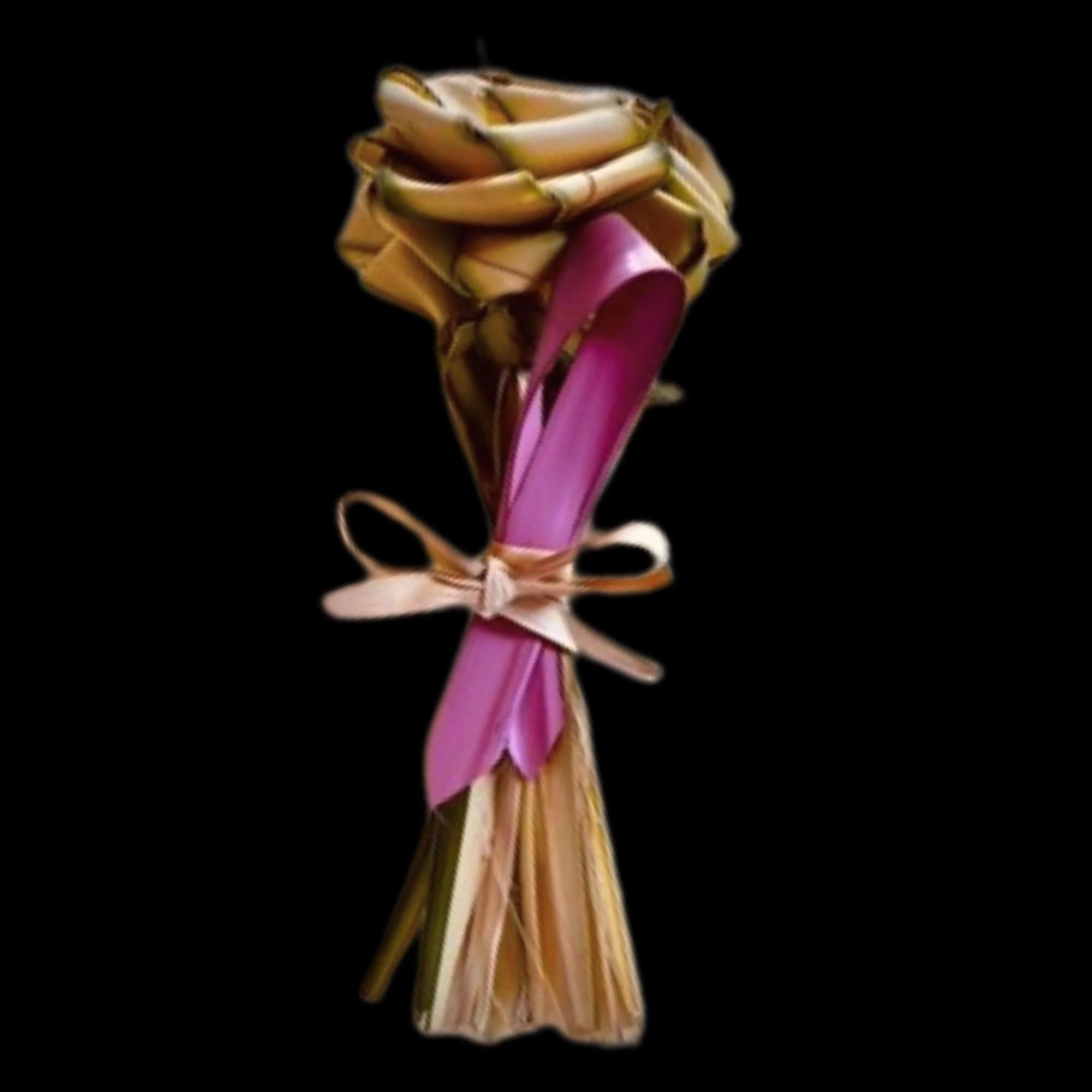 Handmade palm rose bouquet gift box with pink ribbon for survivors