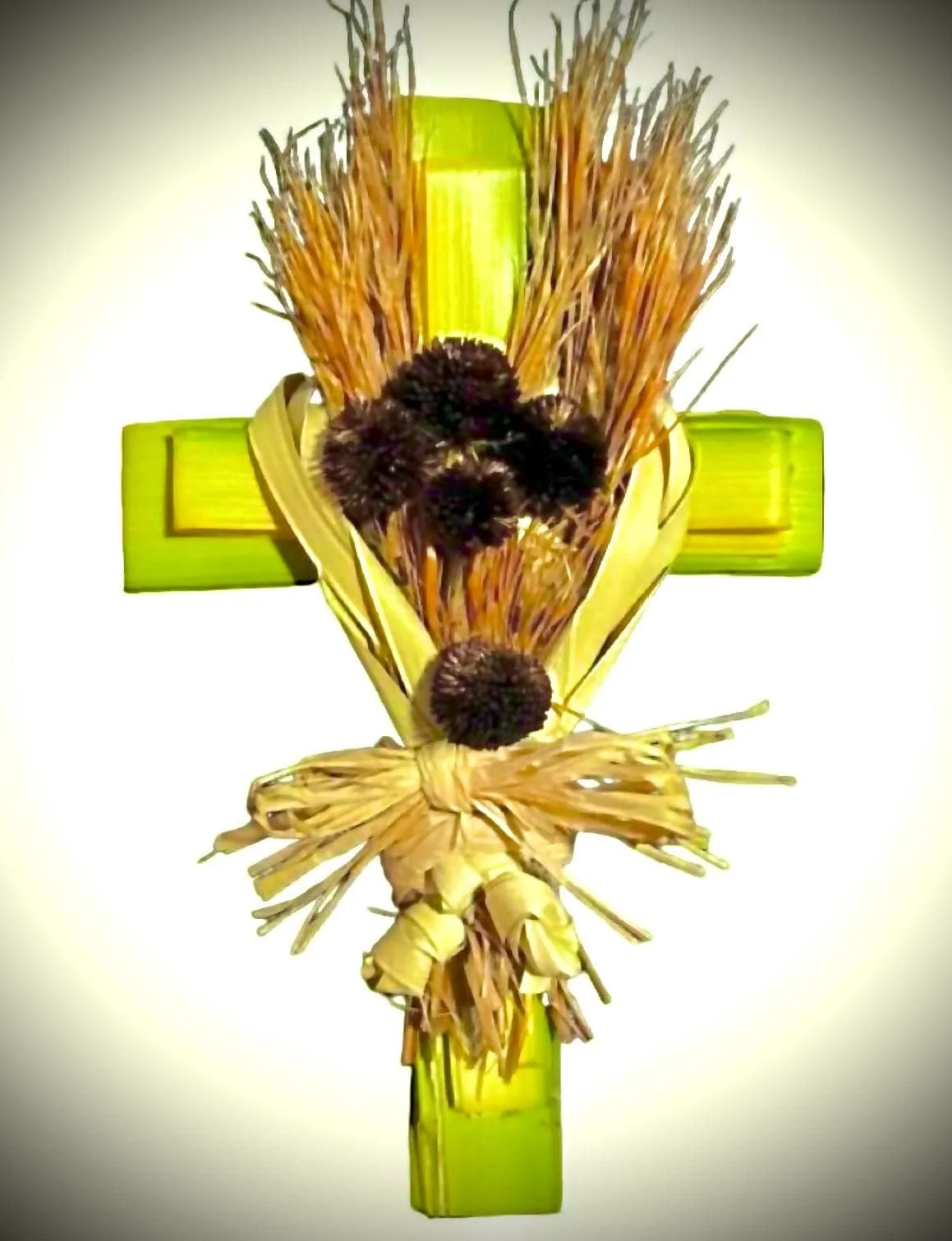 Palm cross with natural accents rustic sustainable home décor