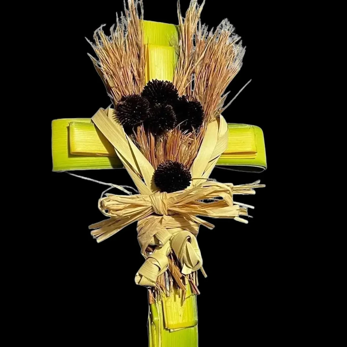 Eco-friendly palm leaf cross rustic handmade décor gift