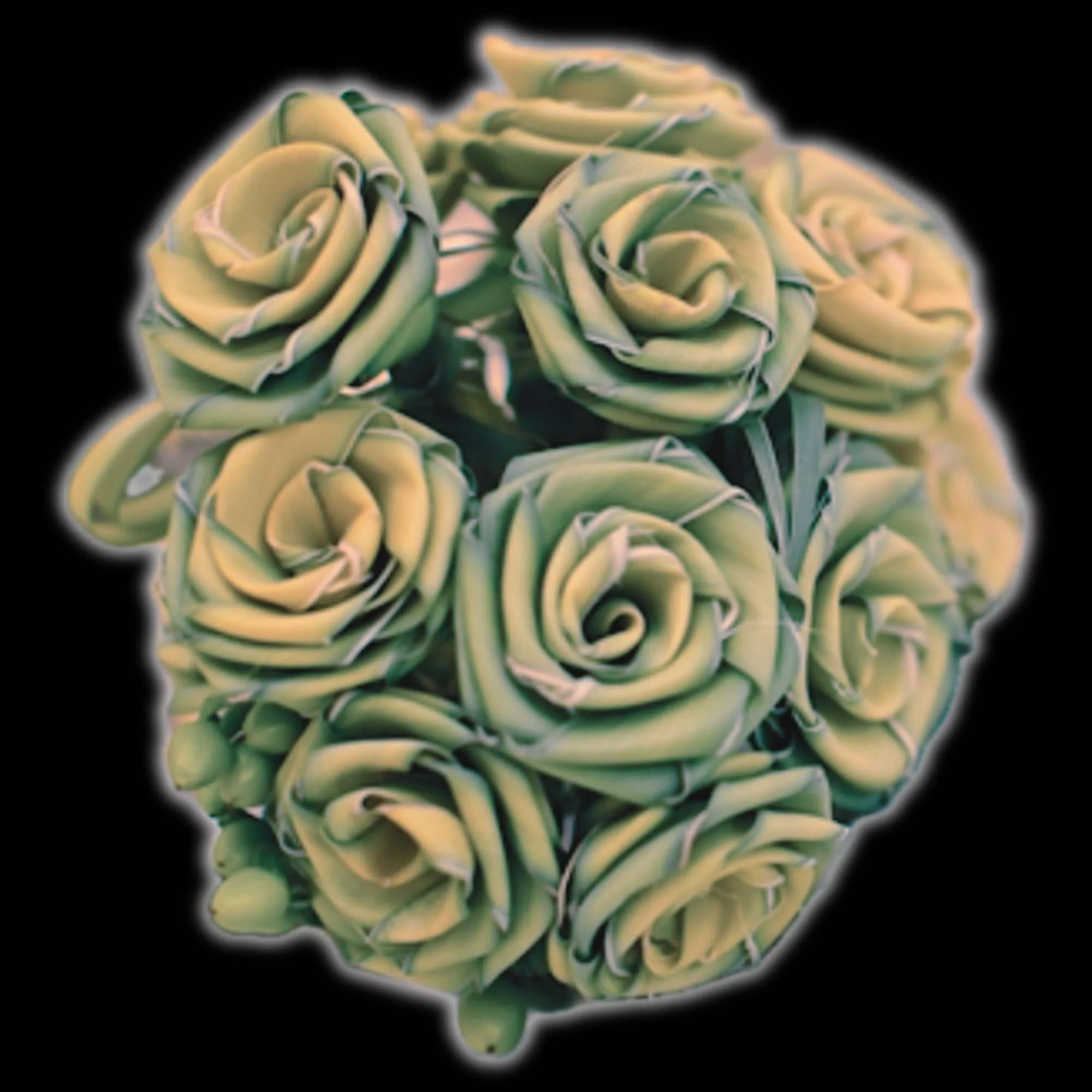 Religious palm rose bouquet for Catholic memorial or funeral service
