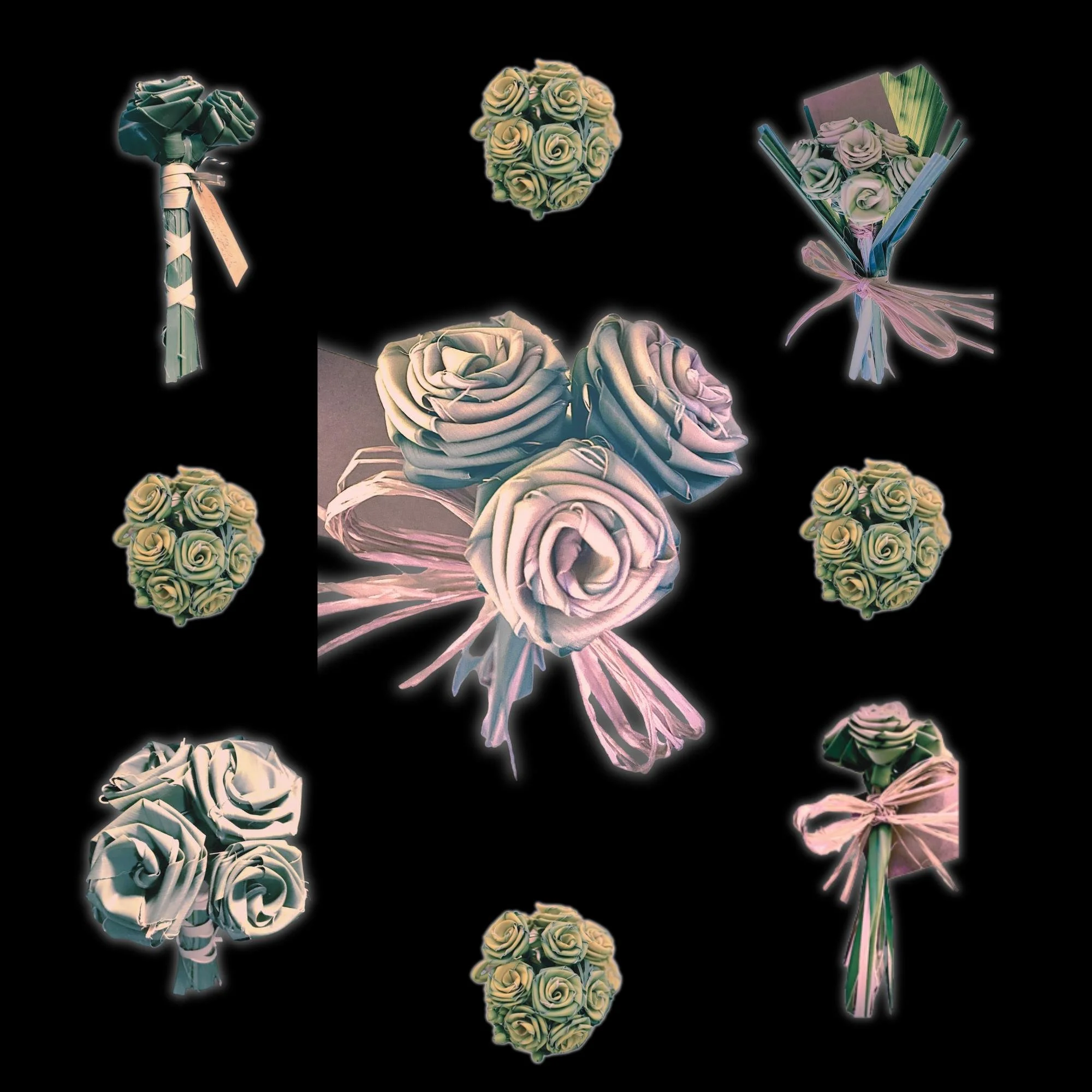 Eco-friendly palm rose bouquet faith offering Christian décor