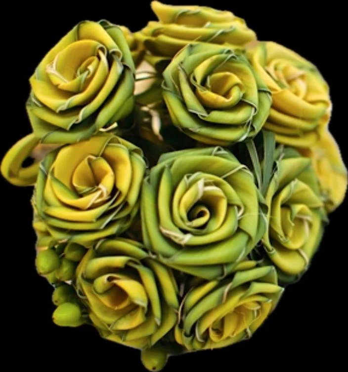 Palm rose keepsake bouquet handmade eco-friendly sympathy décor