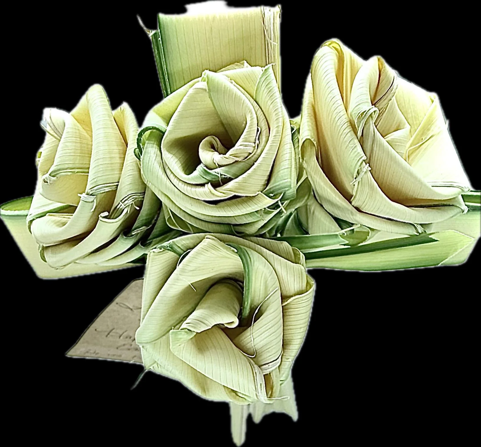 Religious palm cross with roses Catholic sympathy and bereavement gift