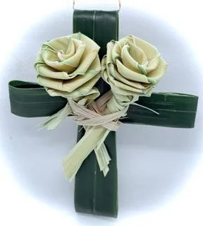 Palm leaf art cross Southern Lowcountry Christian grief décor