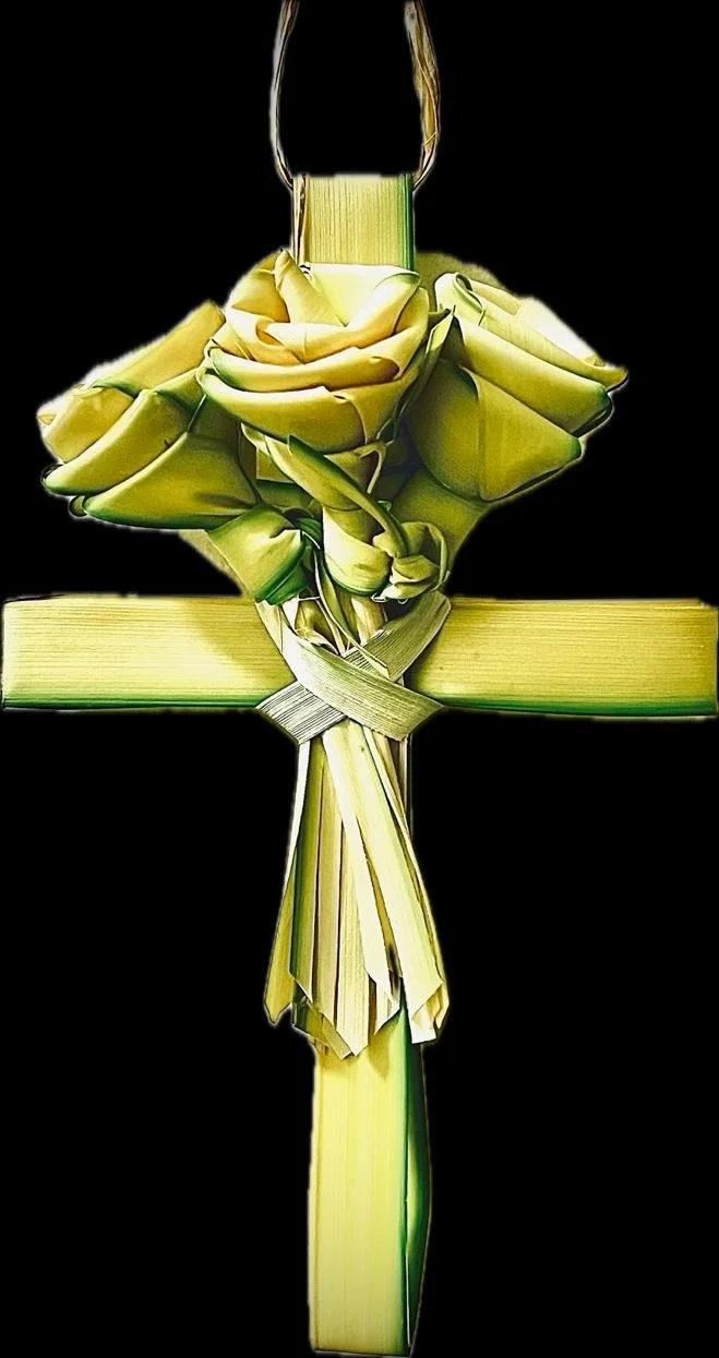 Handmade palm leaf cross for spiritual memorial décor