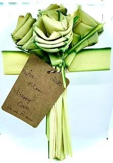 Palm leaf cross handmade for memorial or altar display