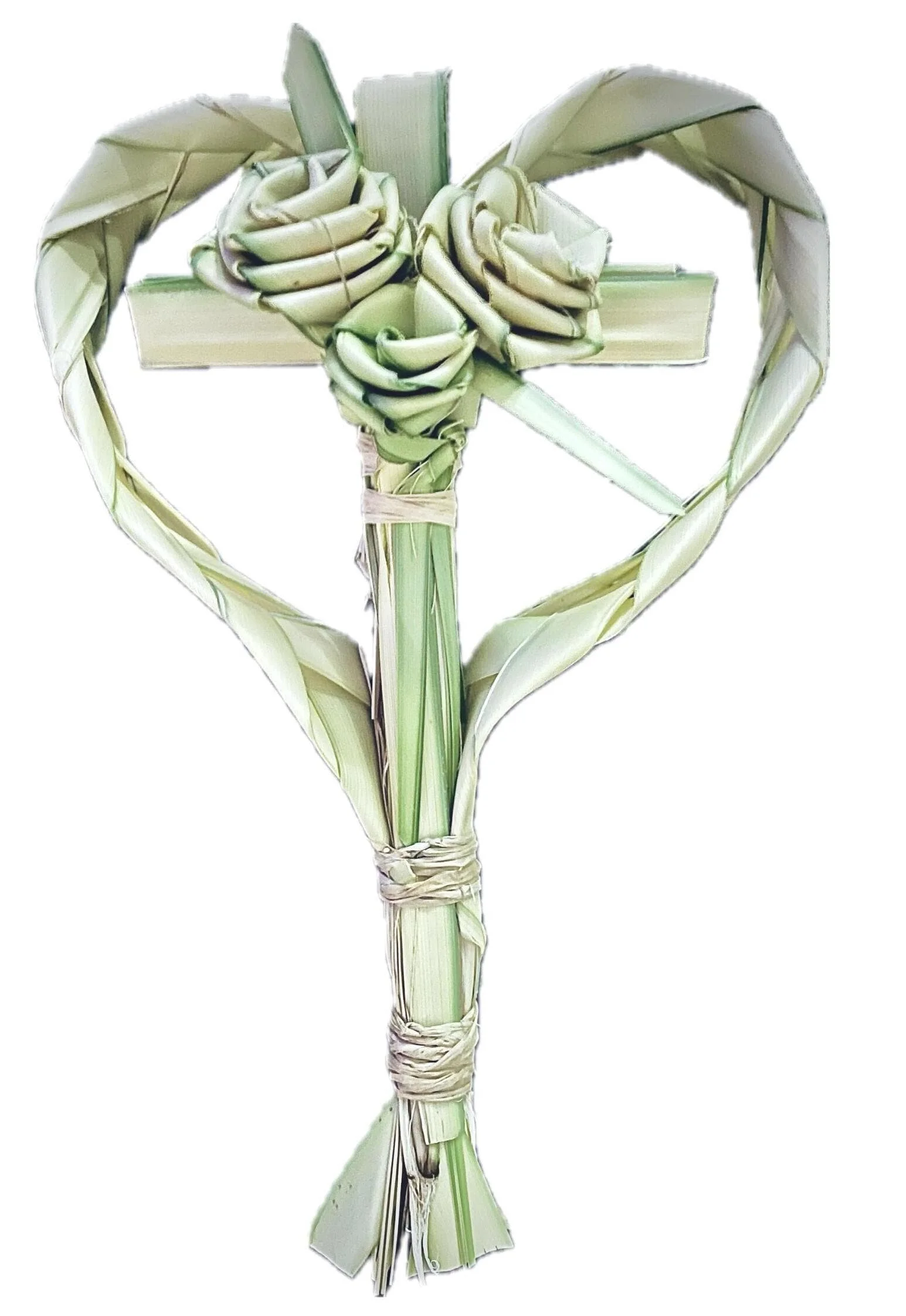 Palm leaf art heart and cross memorial keepsake handmade gift