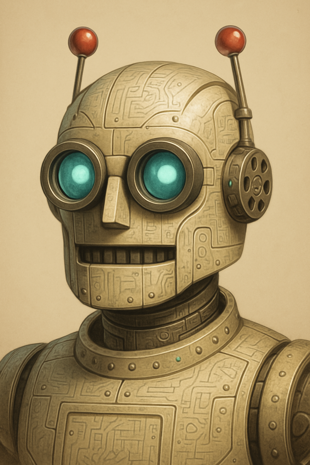Illustrated robot portrait representing Danny Wimborne, Executive Producer and Co-Founder of Scary Robots