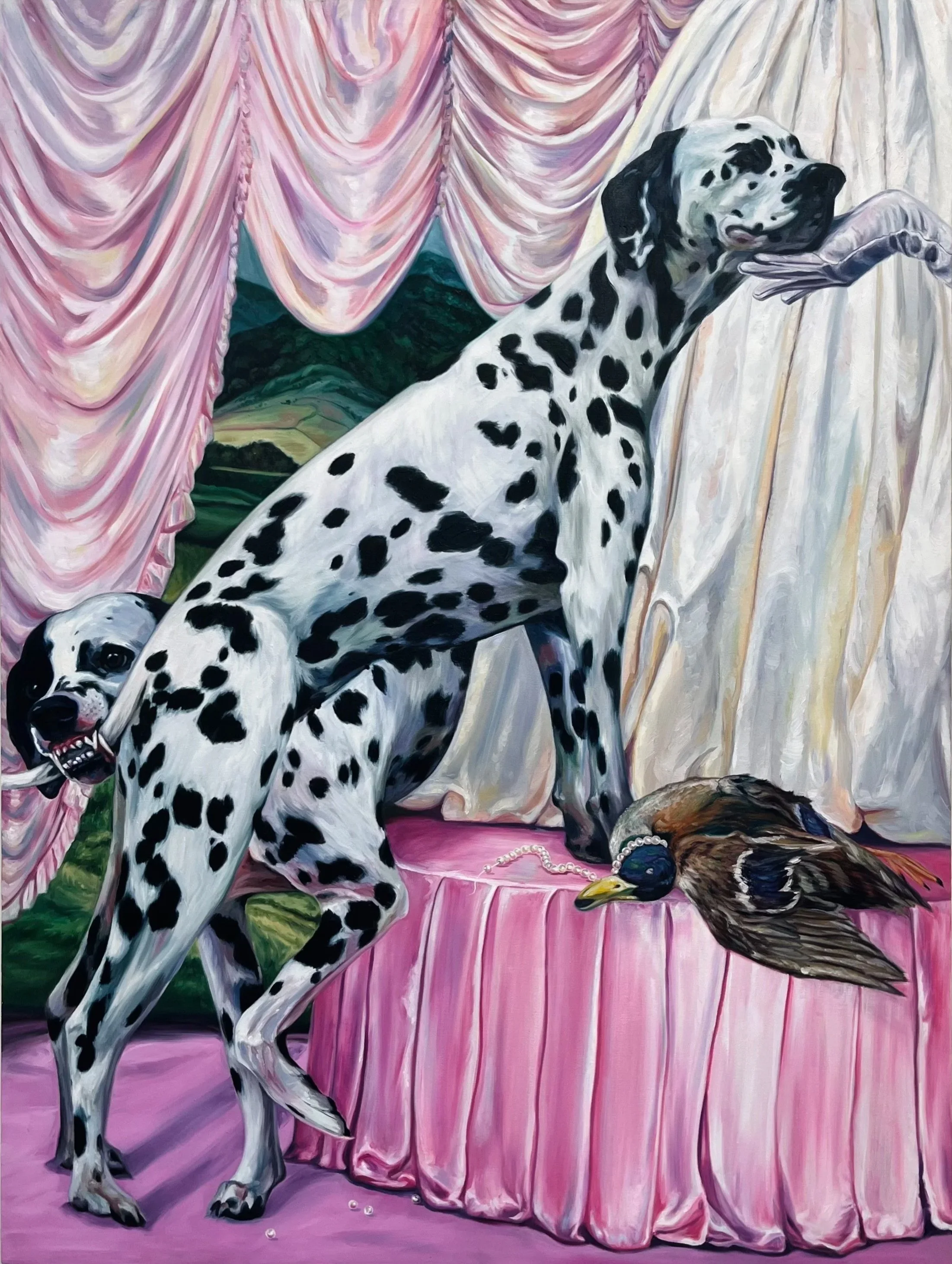 "Being Good Girls"
oil on canvas, 54x40.5in, 2024