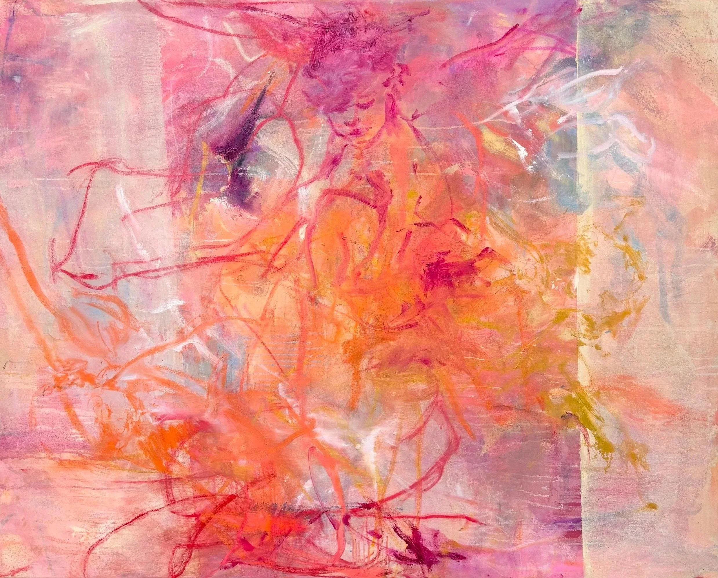 Jump Cut, oil, oil stick, pastel on canvas 
48x60in, 2026